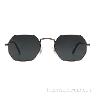 Lunettes de soleil à lunettes d&#39;acier inoxydable hexagone